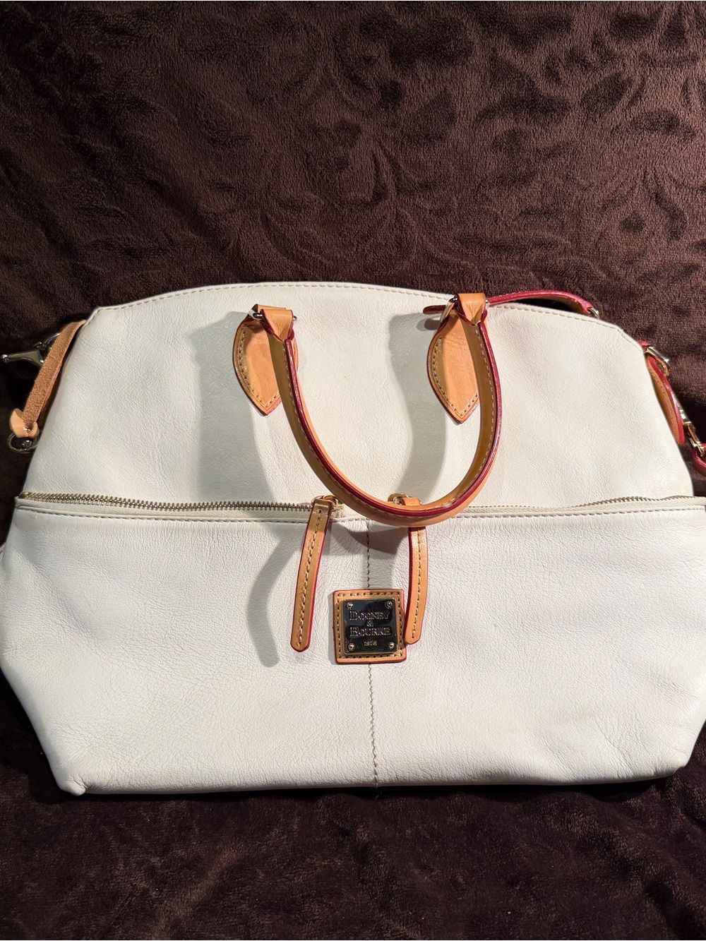 Dooney & Bourke Pebble Grain Domed Satchel White Purse Bag